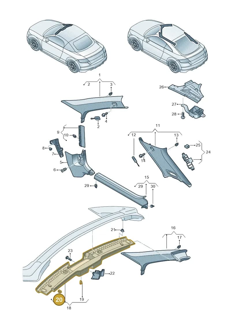 8V7857363 — Audi TT RS (2016-2023) diagram 850867650, position 20