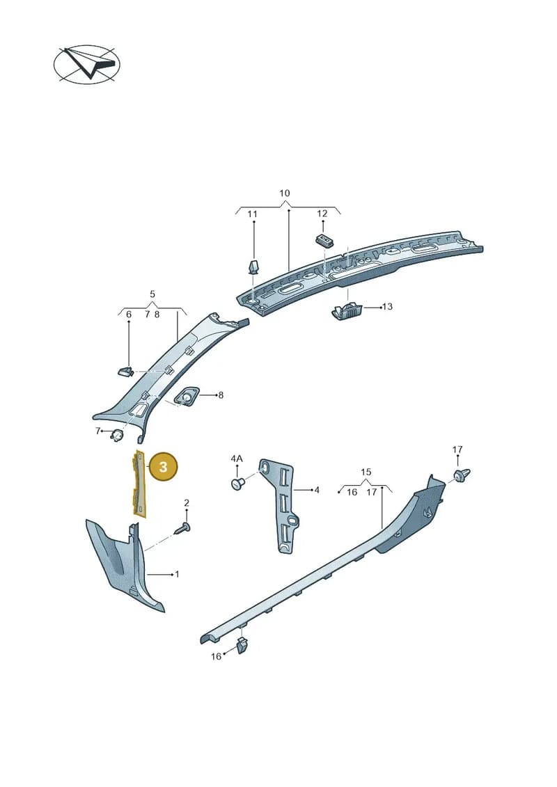 8V78682034PK — Audi A3 Cabriolet (2016-2020) diagram 891867650, position 3