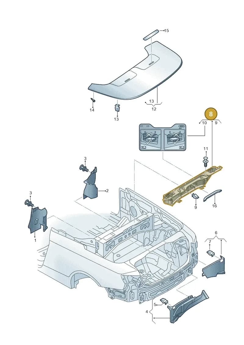8V7868573A — Audi A3 Cabriolet (2016-2020) diagram 778867700, position 8