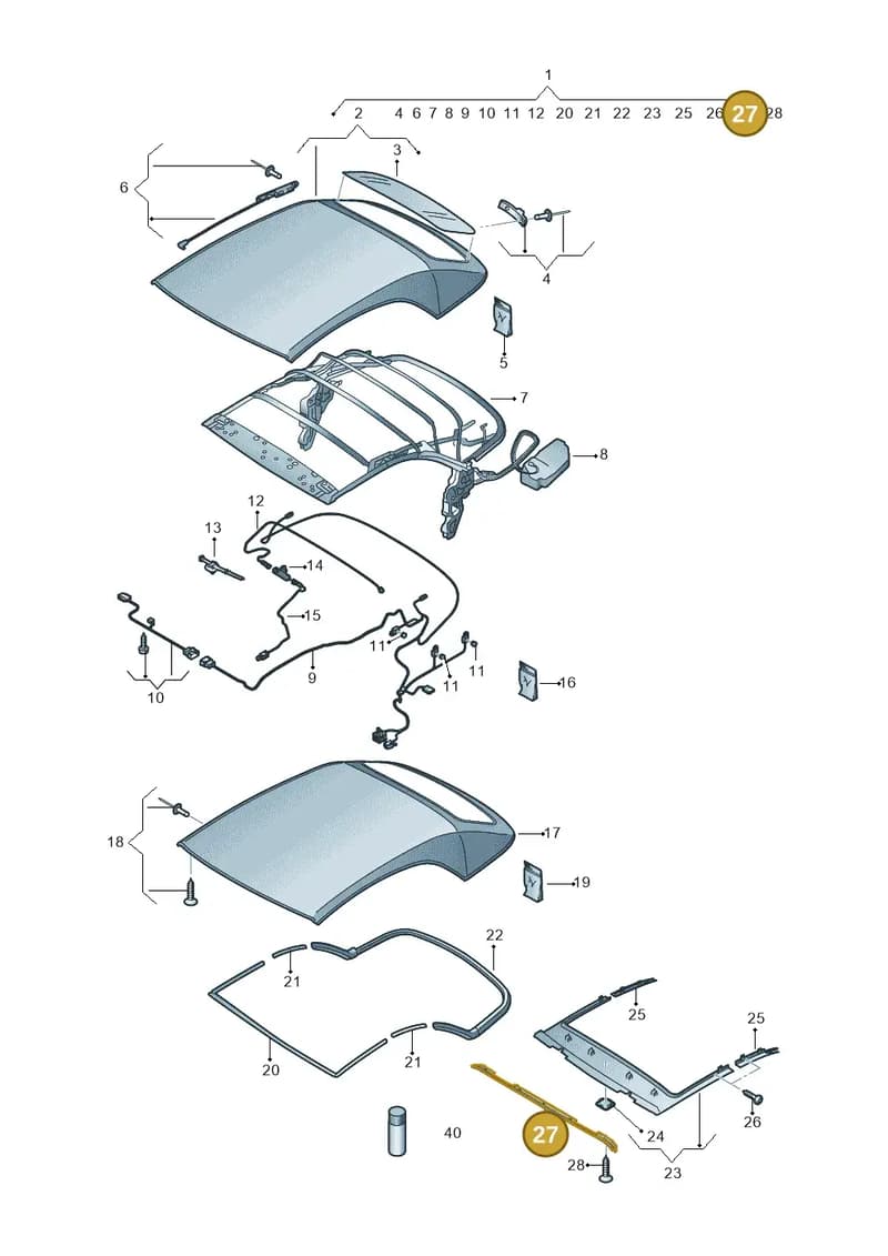 8V7871387 — Audi A3 Cabriolet (2016-2020) diagram 778871000, position 27