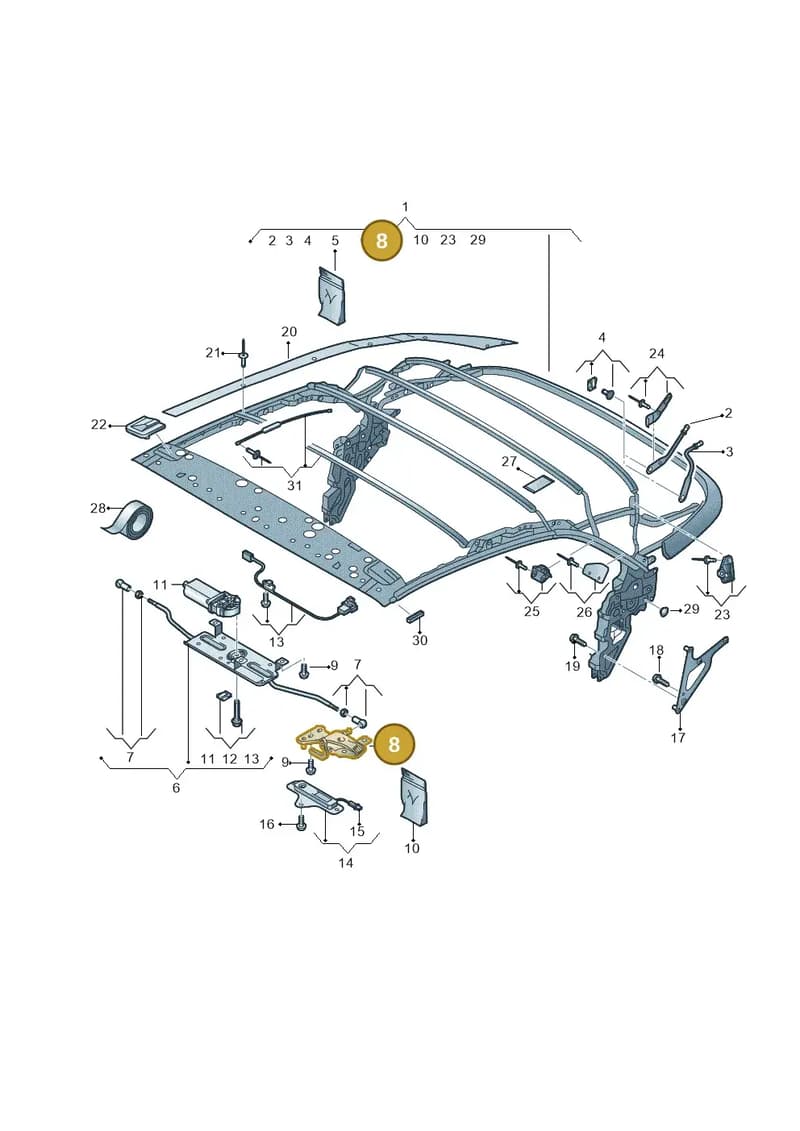 8V7871406A — Audi A3 Cabriolet (2016-2020) diagram 778871100, position 8