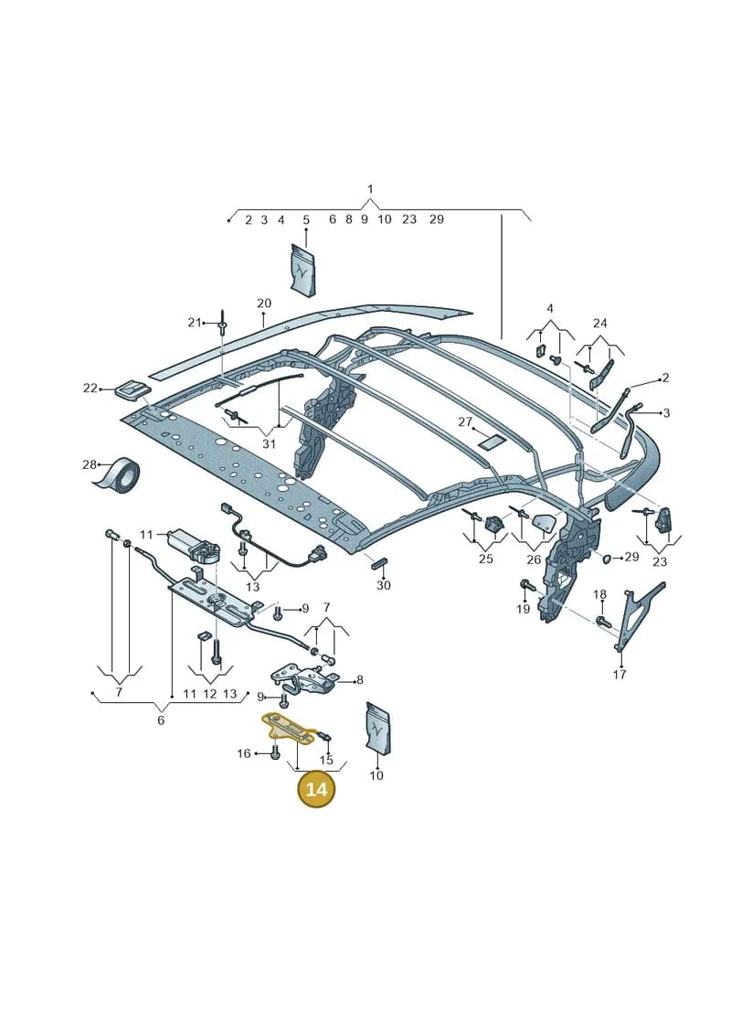 8V7871444A — Audi A3 Cabriolet (2016-2020) diagram 778871100, position 14
