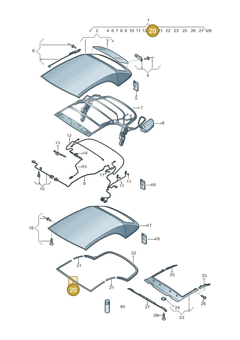 8V7871631 — Audi A3 Cabriolet (2016-2020) diagram 778871000, position 20