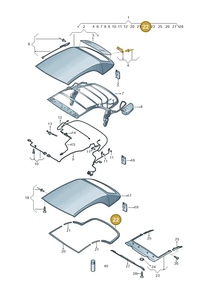 8V7871632 — Audi A3 Cabriolet (2016-2020) diagram 778871000, position 22