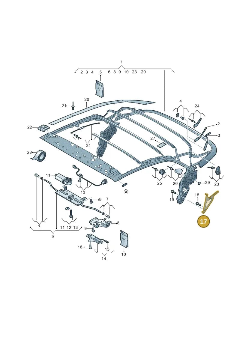 8V7871689 — Audi A3 Cabriolet (2016-2020) diagram 778871100, position 17