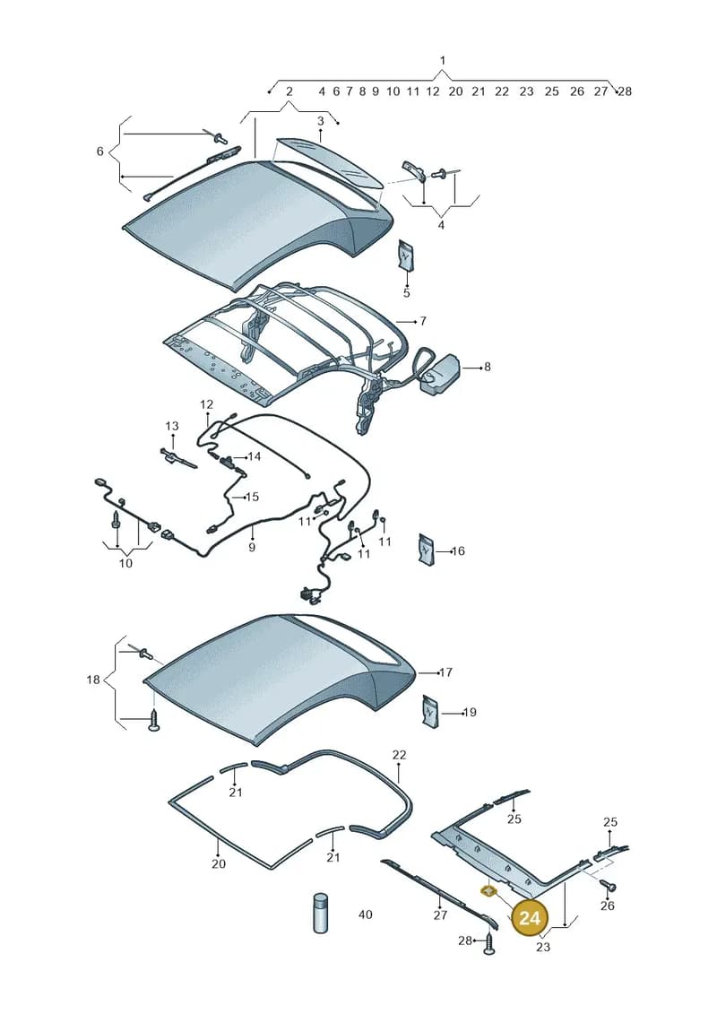 8V7871727 — Audi A3 Cabriolet (2016-2020) diagram 778871000, position 24