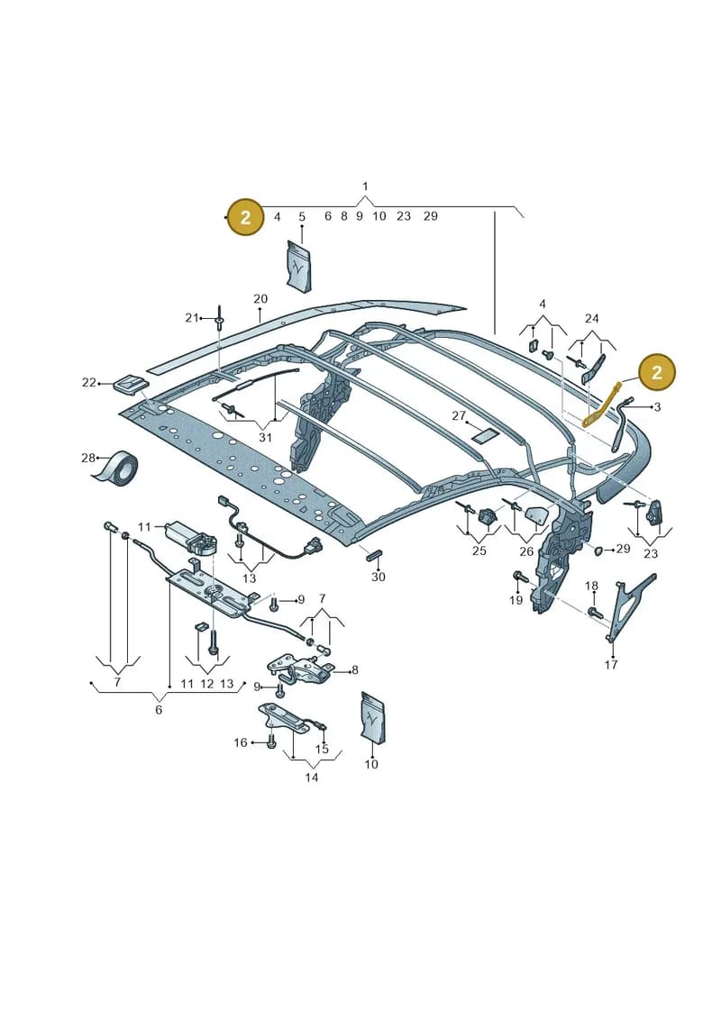 8V7871821 — Audi A3 Cabriolet (2016-2020) diagram 778871100, position 2