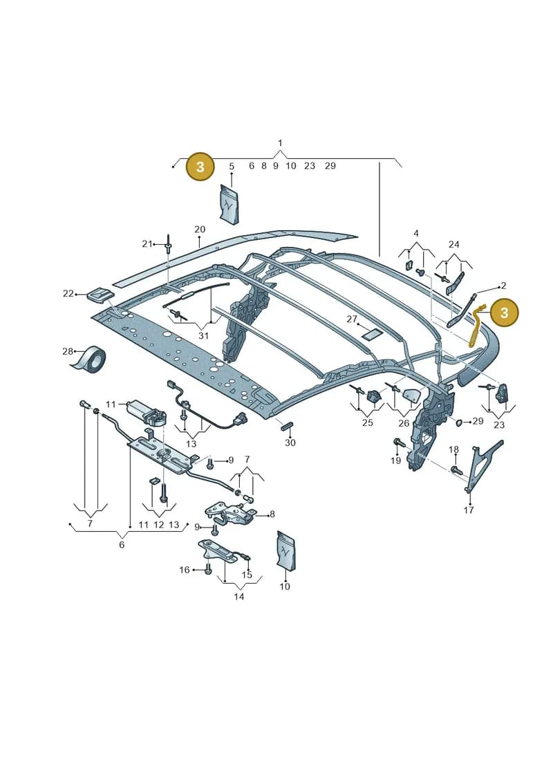8V7871824 — Audi A3 Cabriolet (2016-2020) diagram 778871100, position 3