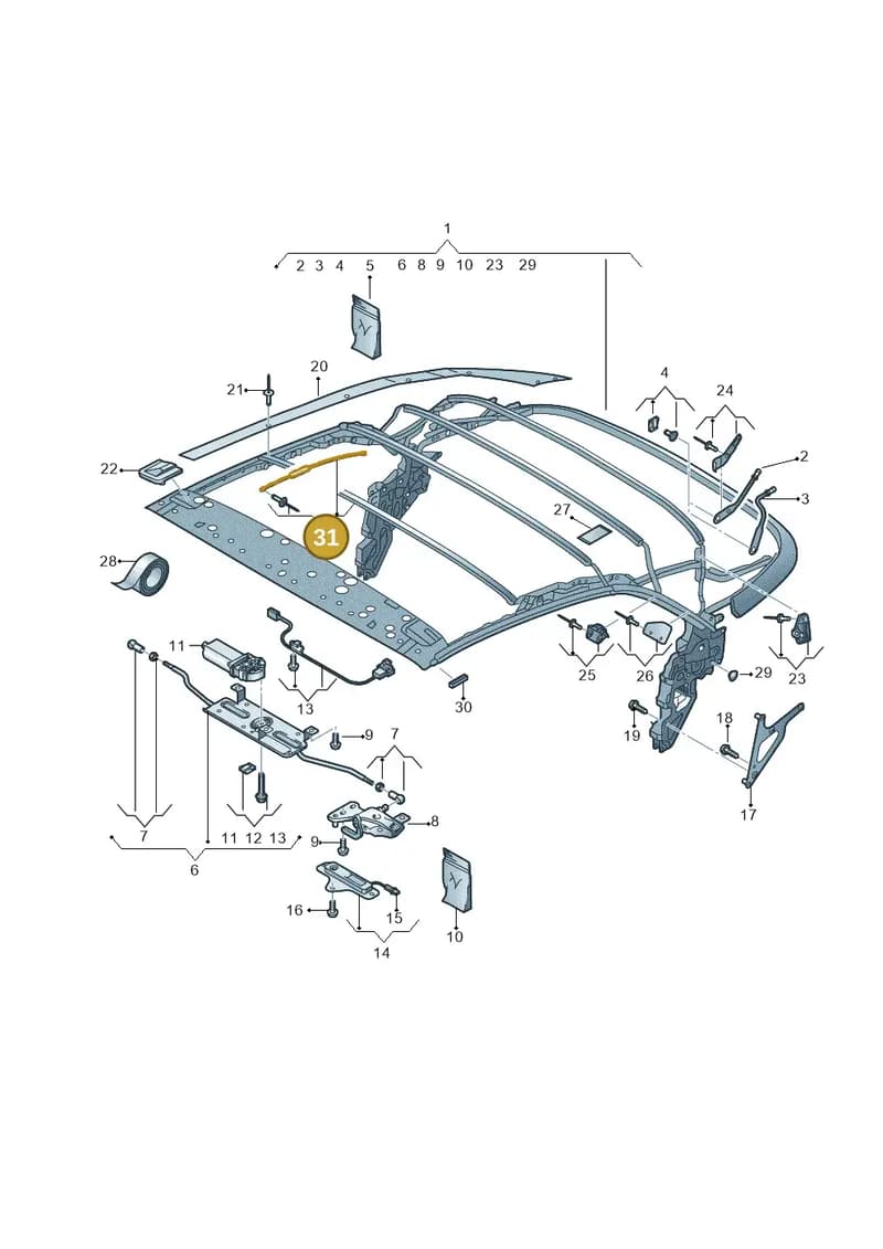 8V7898025 — Audi A3 Cabriolet (2016-2020) diagram 778871100, position 31