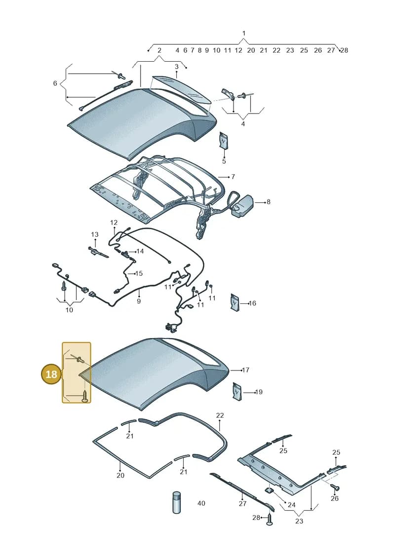 8V7898026 — Audi A3 Cabriolet (2016-2020) diagram 778871000, position 18