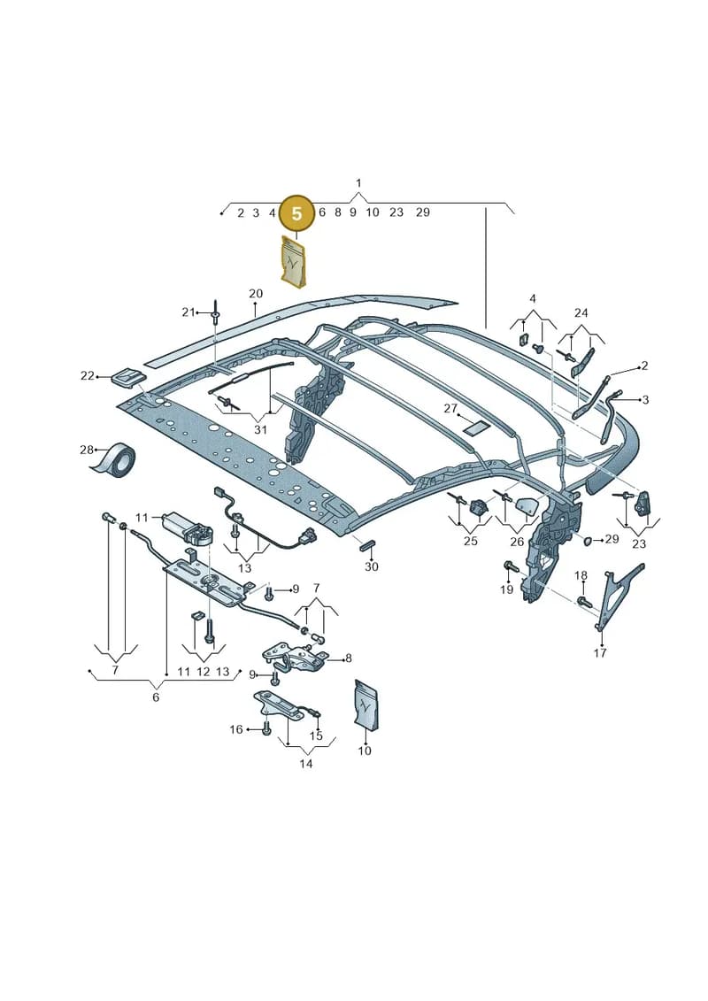 8V7898035 — Audi A3 Cabriolet (2016-2020) diagram 778871100, position 5