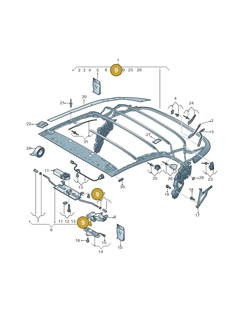 8V7898052 — Audi A3 Cabriolet (2016-2020) diagram 778871100, position 9