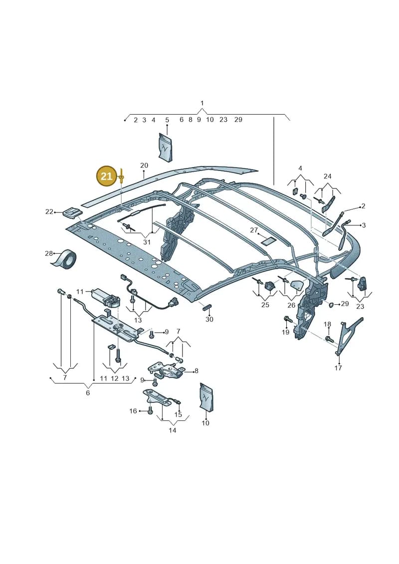 8V7898244 — Audi A3 Cabriolet (2016-2020) diagram 778871100, position 21