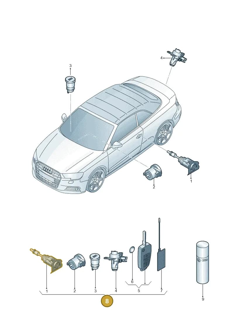 8V7898375DINF — Audi A3 Cabriolet (2016-2020) diagram 891837100, position 8