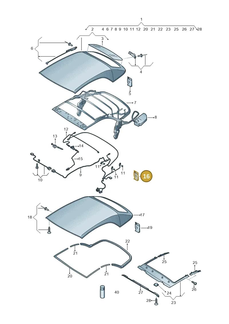 8V7898397 — Audi A3 Cabriolet (2016-2020) diagram 778871000, position 16