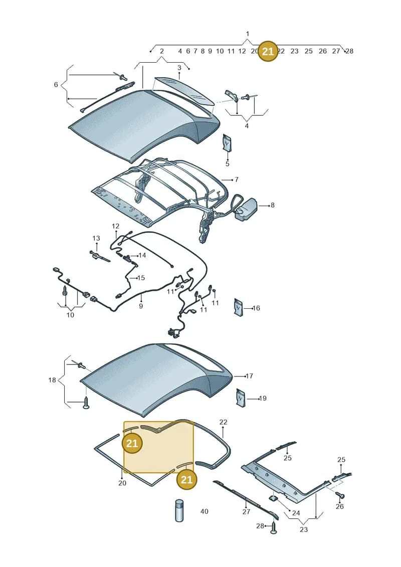 8V7898406 — Audi A3 Cabriolet (2016-2020) diagram 778871000, position 21