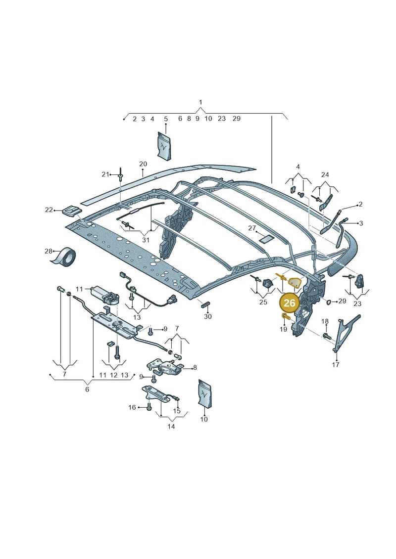 8V7898635 — Audi A3 Cabriolet (2016-2020) diagram 778871100, position 26