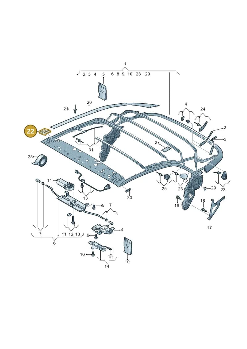 8V7898813 — Audi A3 Cabriolet (2016-2020) diagram 778871100, position 22