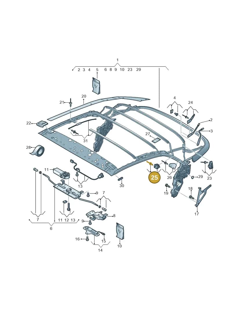 8V7898814 — Audi A3 Cabriolet (2016-2020) diagram 778871100, position 25