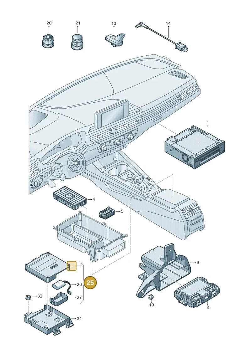 8W0035282A — Audi RS4 Avant (2017-2025) diagram 849035055, position 25