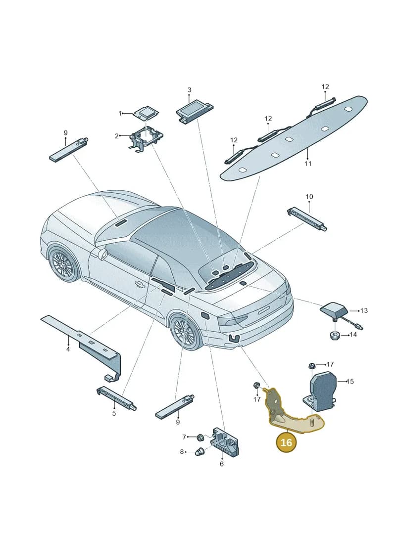 8W0035525A — Audi A5 Cabriolet (2016-2025) diagram 848035100, position 16