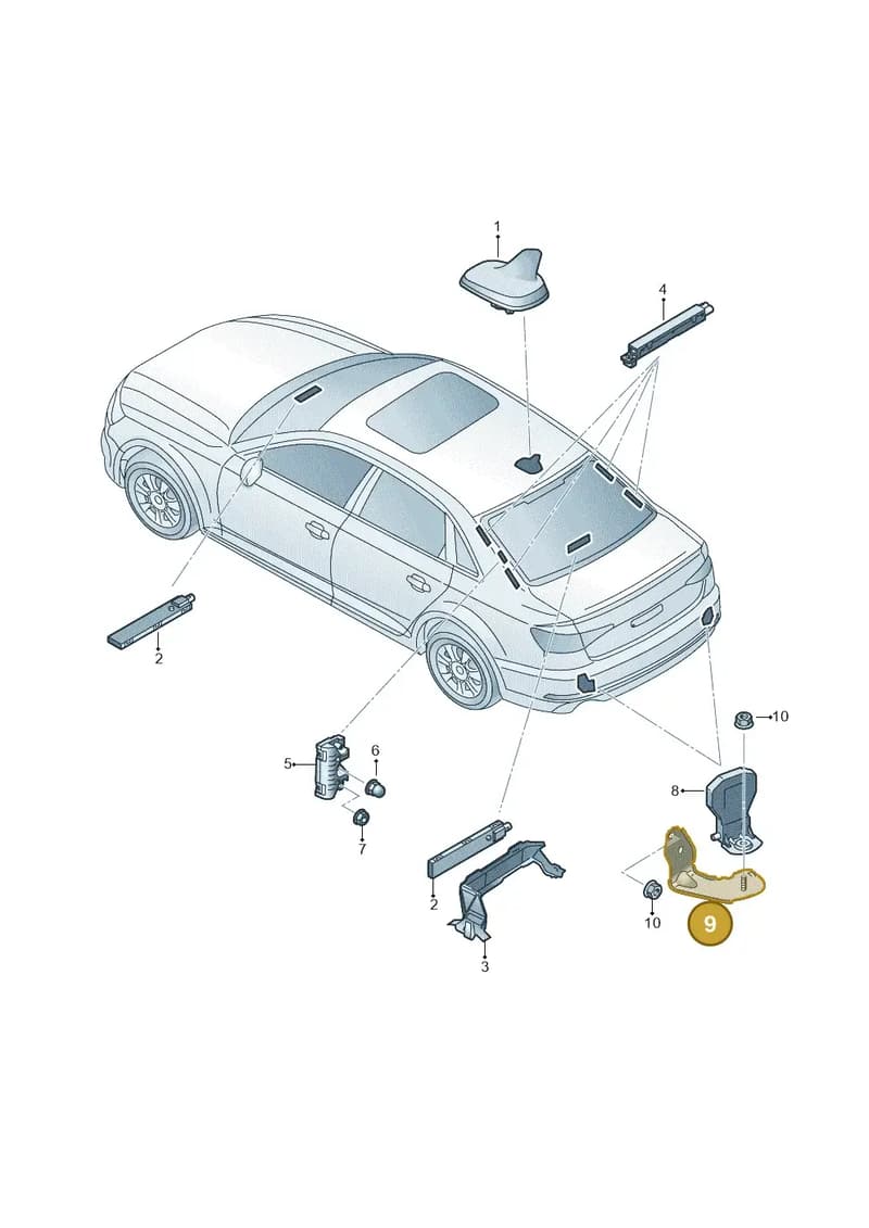 8W0035525A — Audi A4 (2015-2025) diagram 849035100, position 9