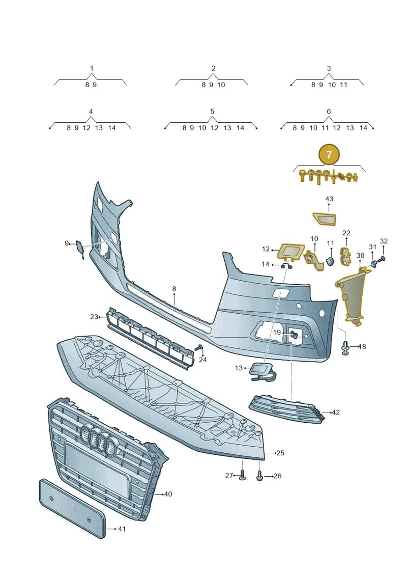 8W0098623A — Audi A4 (2015-2025) diagram 849807100, position 7
