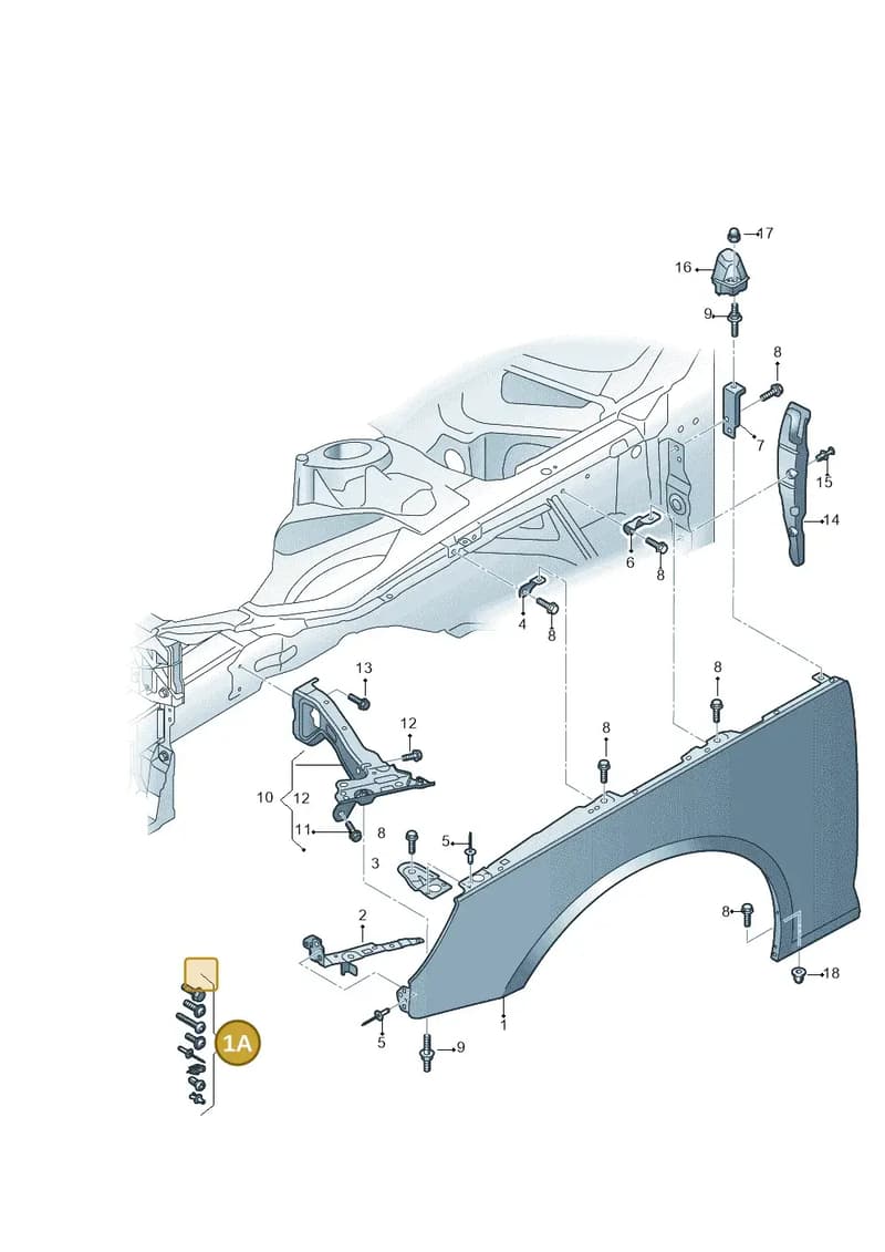 8W0098625A — Audi A4 (2015-2025) diagram 849821000, position 1A