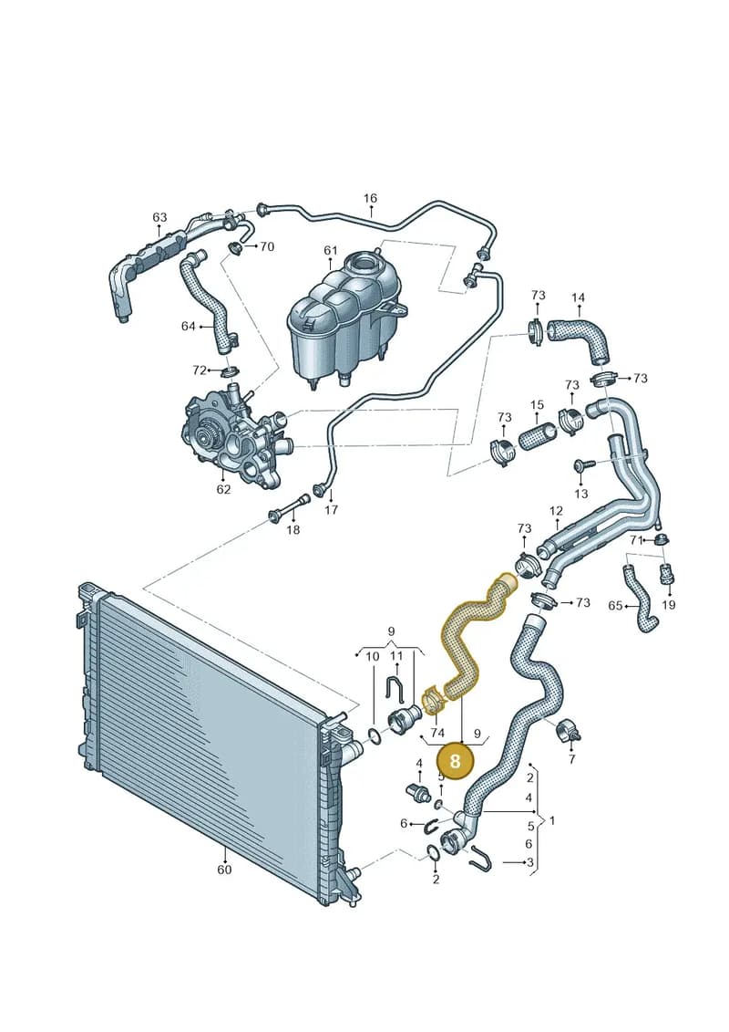 8W0122101K — Audi A5 Sportback (2016-2025) diagram 849121350, position 8