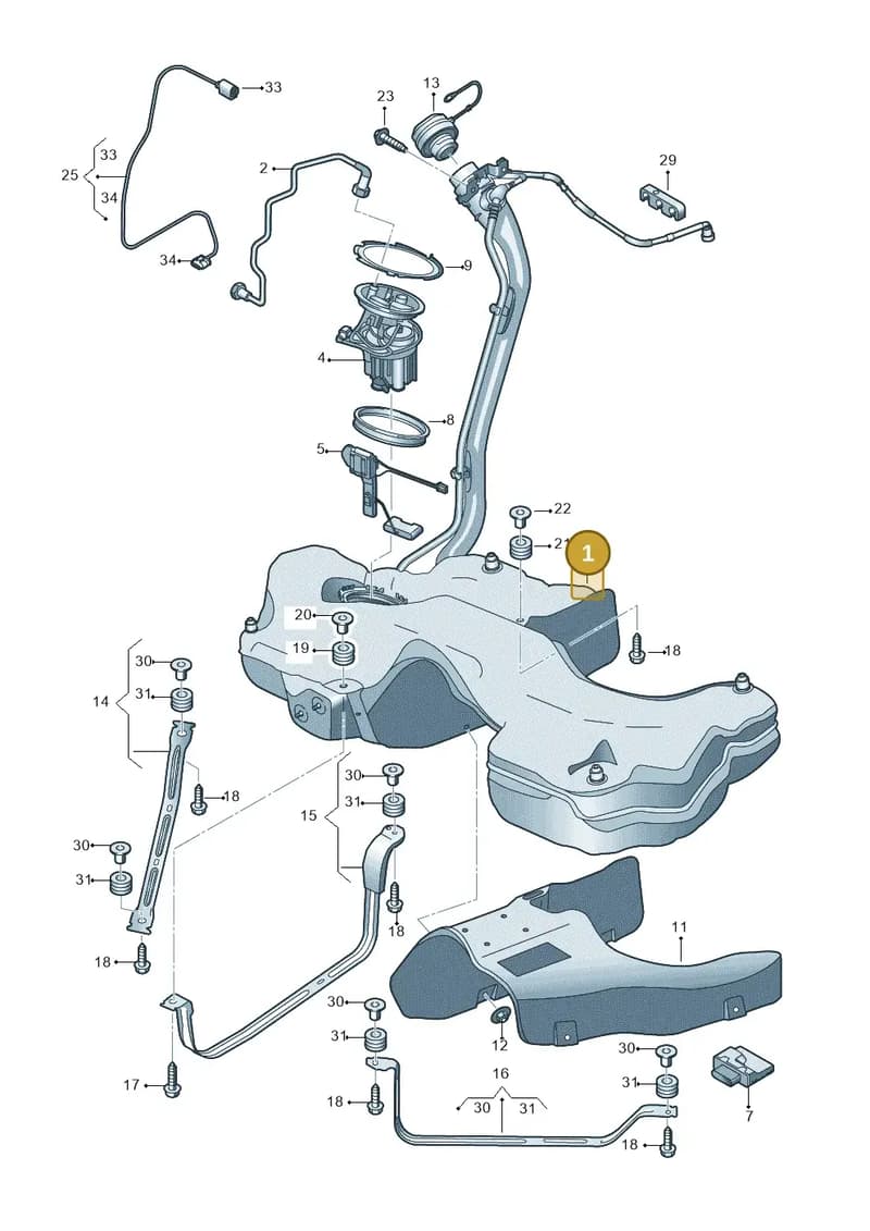 8W0201060DE — Audi A4 (2015-2025) diagram 897201100, position 1