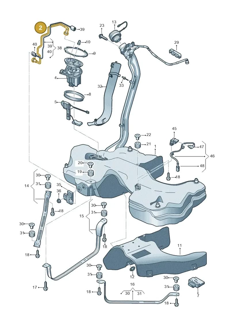 8W0201220 — Audi A4L 2.0 (2016-) diagram 897201020, position 2