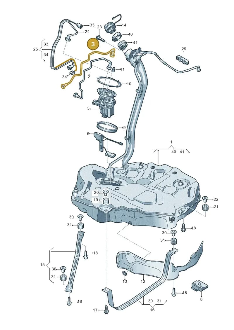 8W0201227 — Audi A5 Sportback (2016-2025) diagram 897201050, position 3