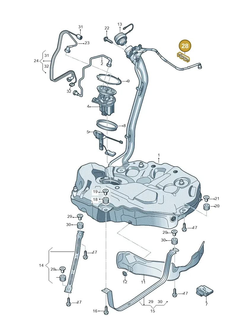 8W0201449G — Audi A5 Sportback (2016-2025) diagram 897201000, position 28