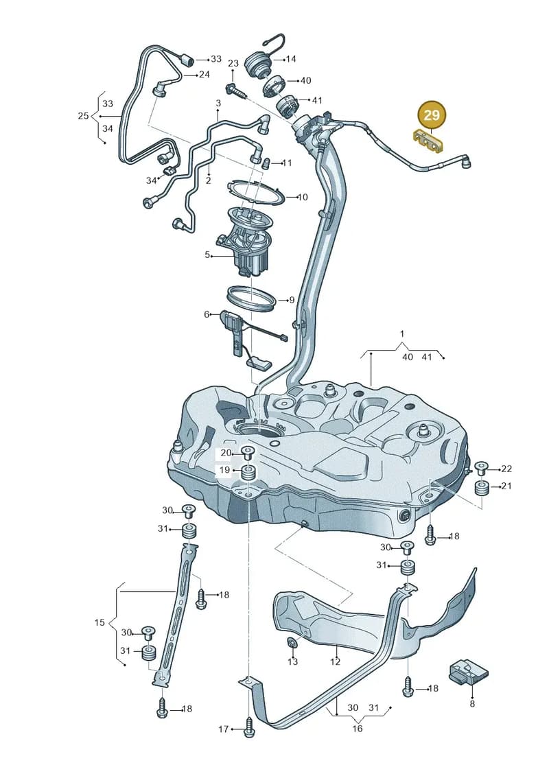 8W0201449G — Audi A5 Sportback (2016-2025) diagram 897201050, position 29