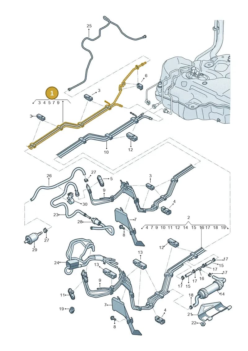 8W0201544AM — Audi A5 Sportback (2016-2025) diagram 849201400, position 1
