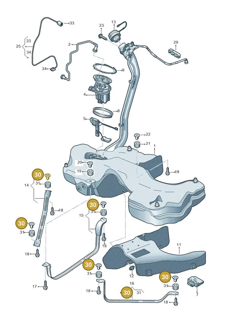 8W0201693 — Audi A5 Sportback (2016-2025) diagram 897201100, position 30