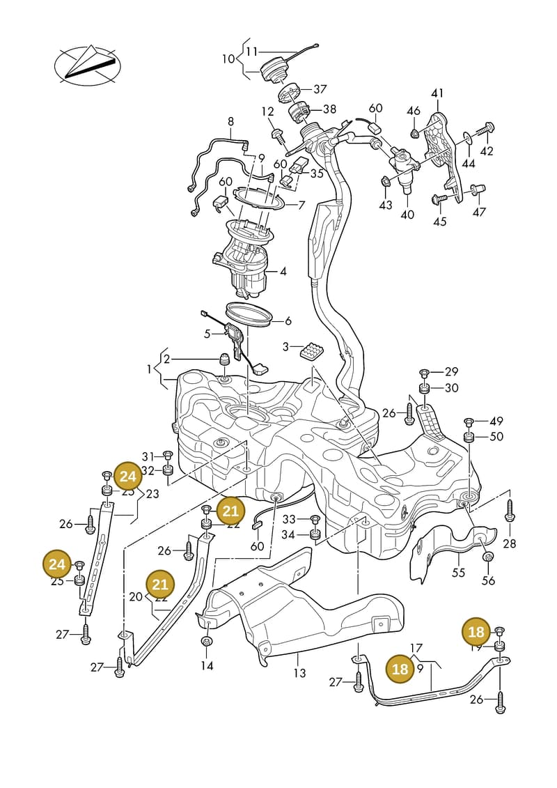8W0201693 — Audi A5 Limousine (2024-2025) diagram 8wh201000, position 18+21+24