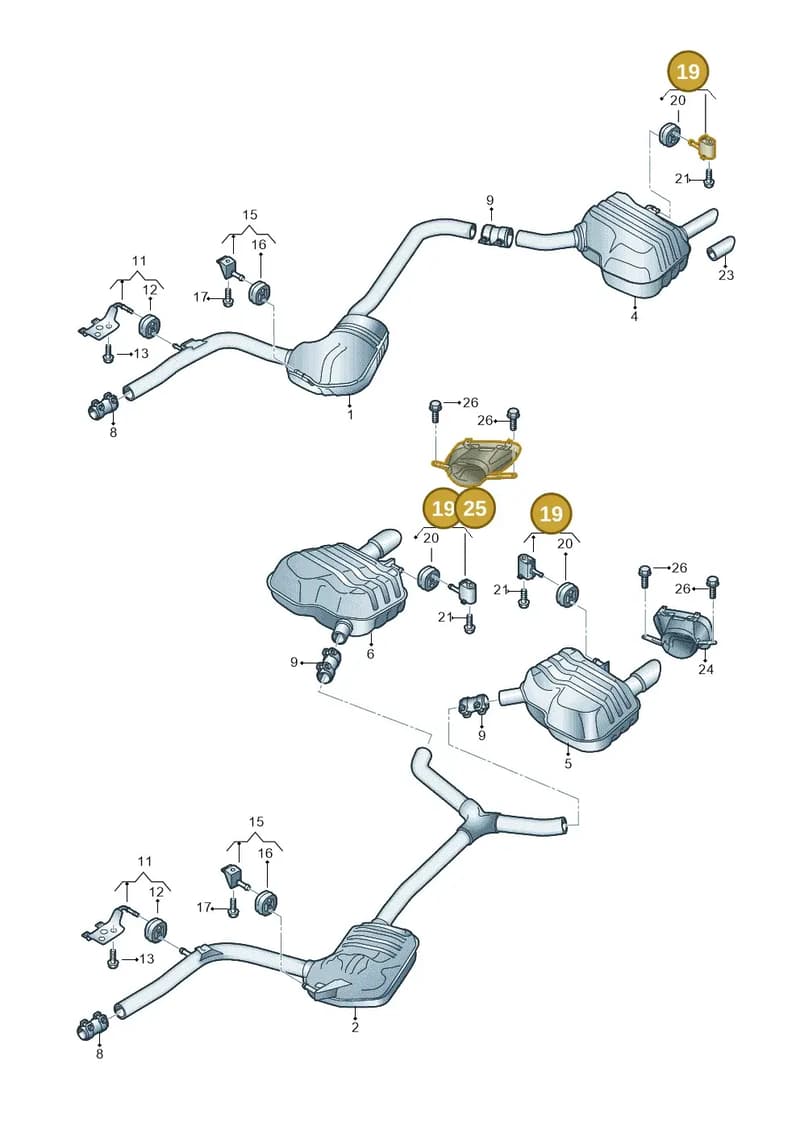 8W0253826E — Audi A4 (2015-2025) diagram 849253082, position 19+25