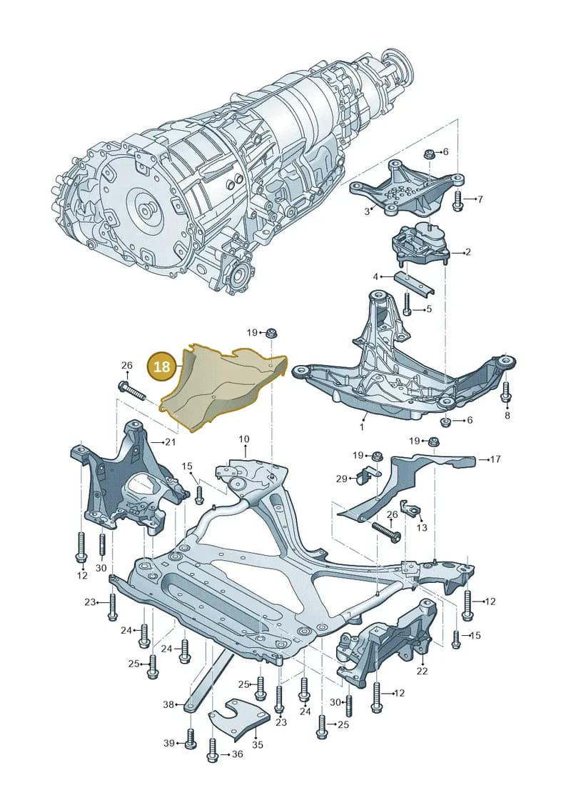 8W0399300G — Audi A5 Cabriolet (2016-2025) diagram 848399900, position 18