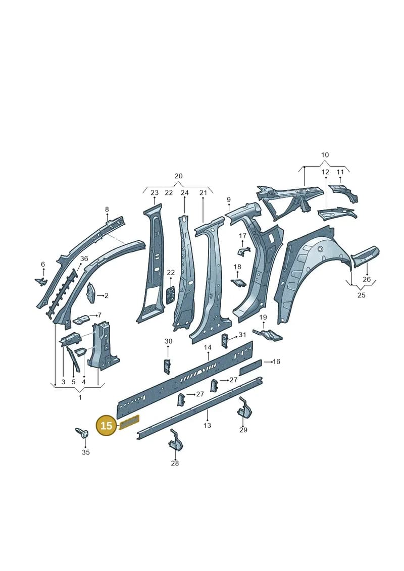 8W0802845 — Audi RS5 Sportback (2017-2025) diagram 897809100, position 15