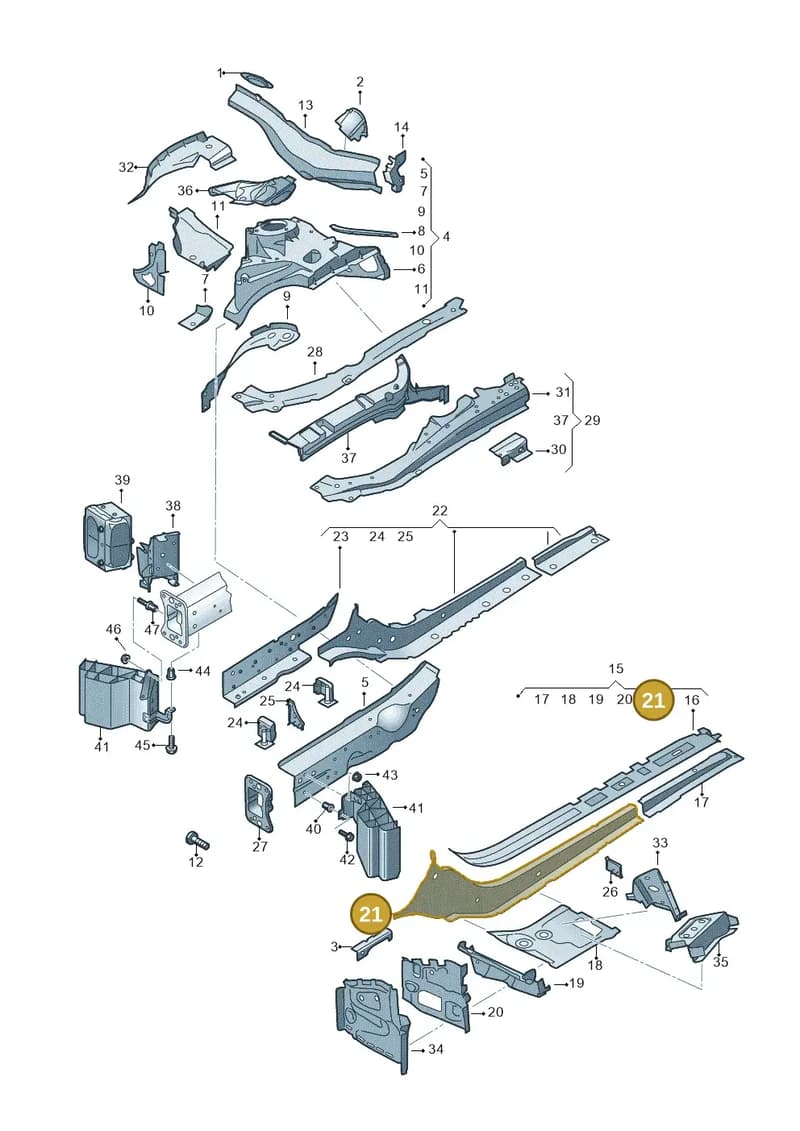 8W0803109 — Audi A5 Cabriolet (2016-2025) diagram 848803000, position 21