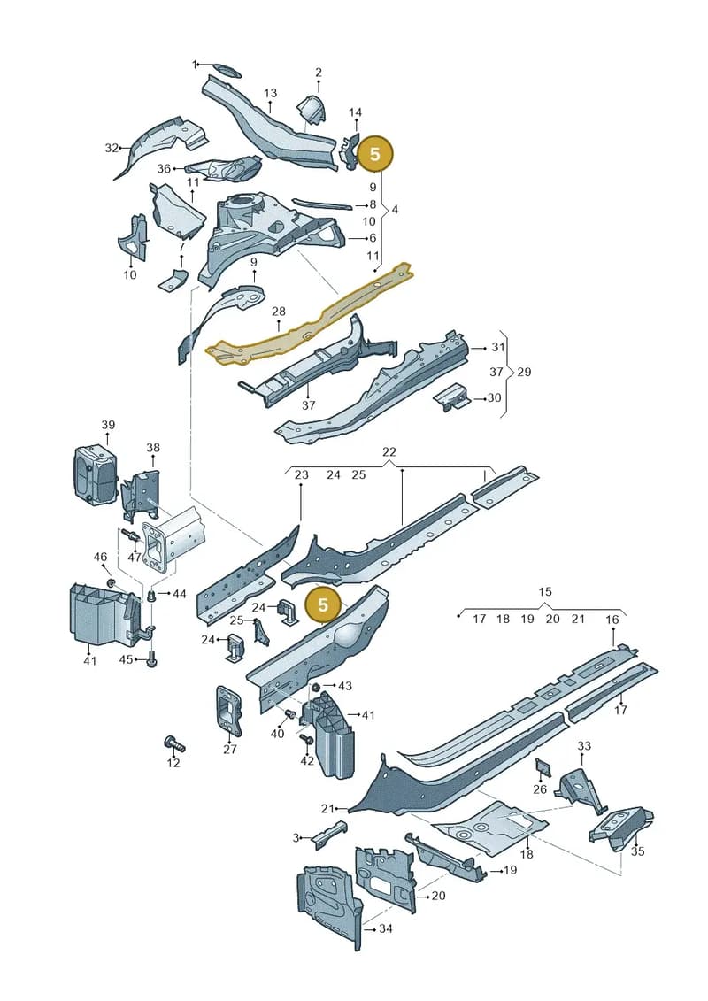 8W0803135B — Audi A5 Cabriolet (2016-2025) diagram 848803000, position 5