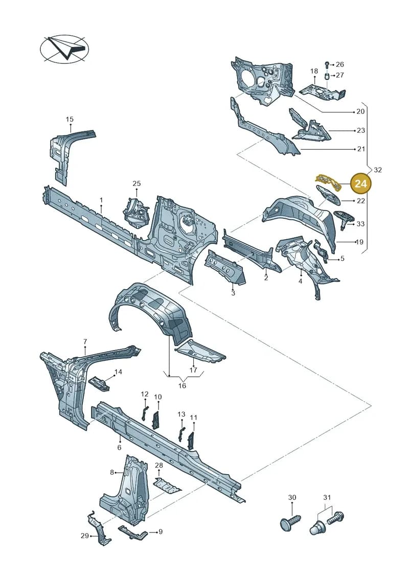 8W0803641 — Audi A5 Cabriolet (2016-2025) diagram 848809000, position 24