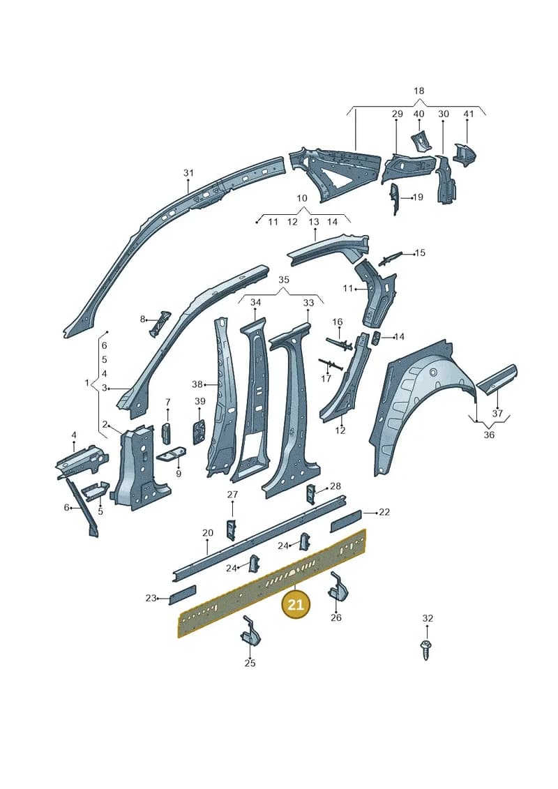 8W0803763 — Audi A4 (2015-2025) diagram 849809000, position 21