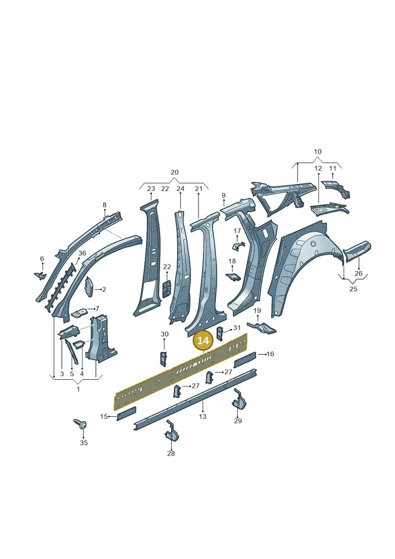 8W0803763 — Audi RS5 Sportback (2017-2025) diagram 897809100, position 14