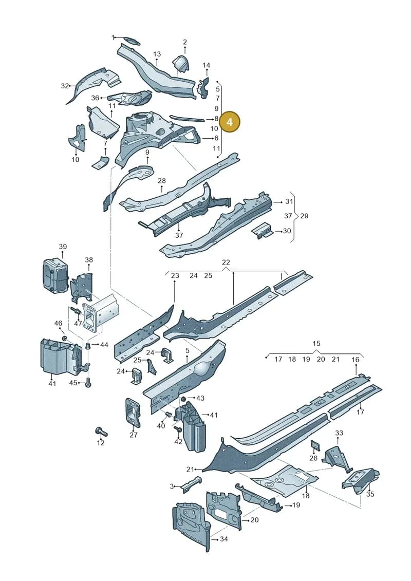 8W0805140TA — Audi A5 Cabriolet (2016-2025) diagram 848803000, position 4