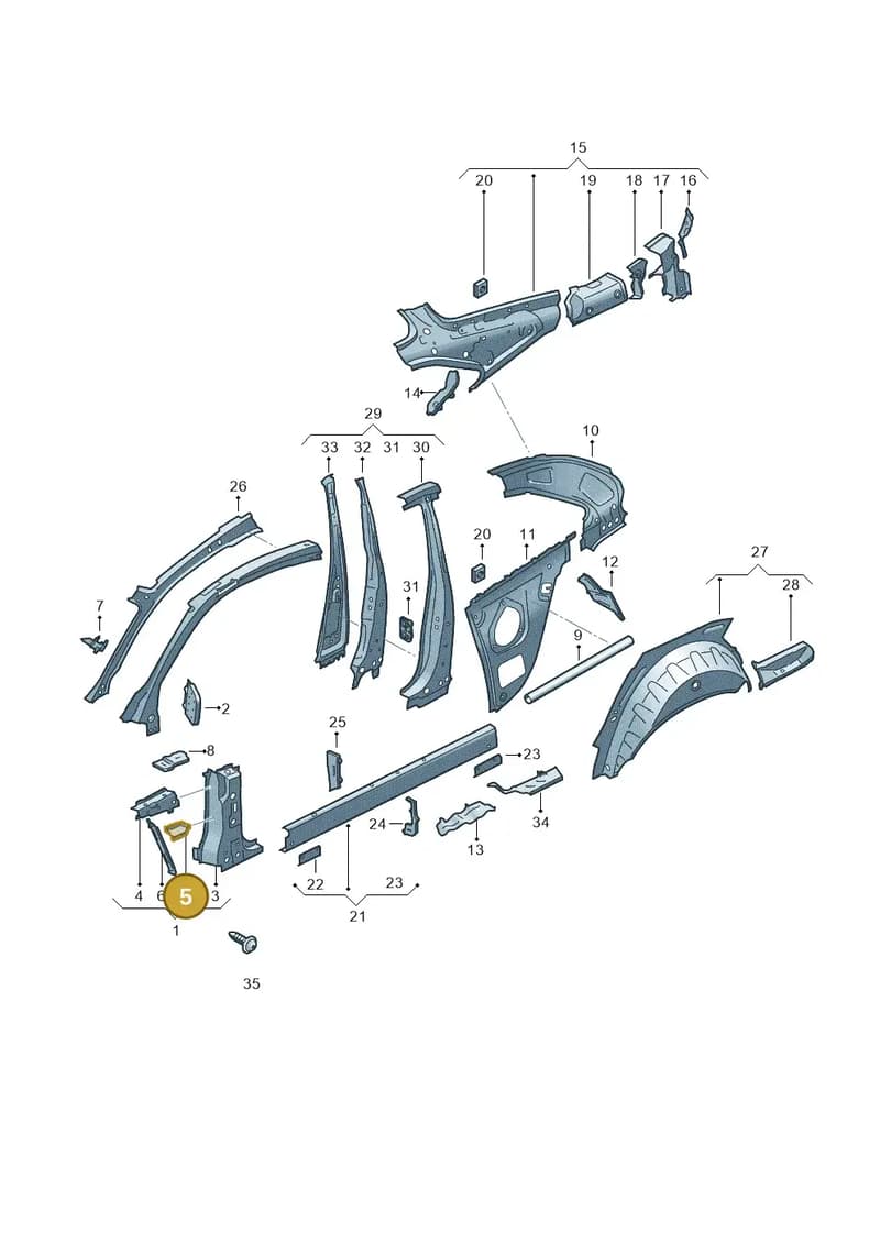 8W0805143 — Audi RS5 Sportback (2017-2025) diagram 897809000, position 5