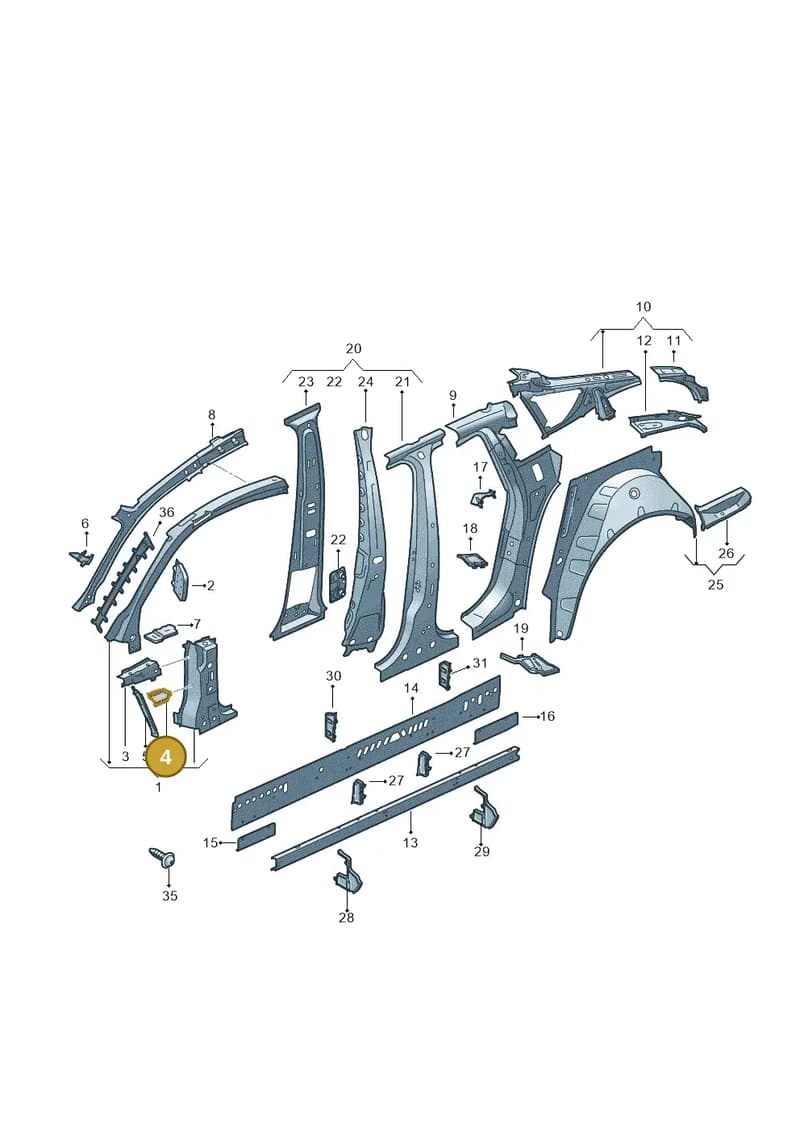 8W0805144 — Audi RS5 Sportback (2017-2025) diagram 897809100, position 4