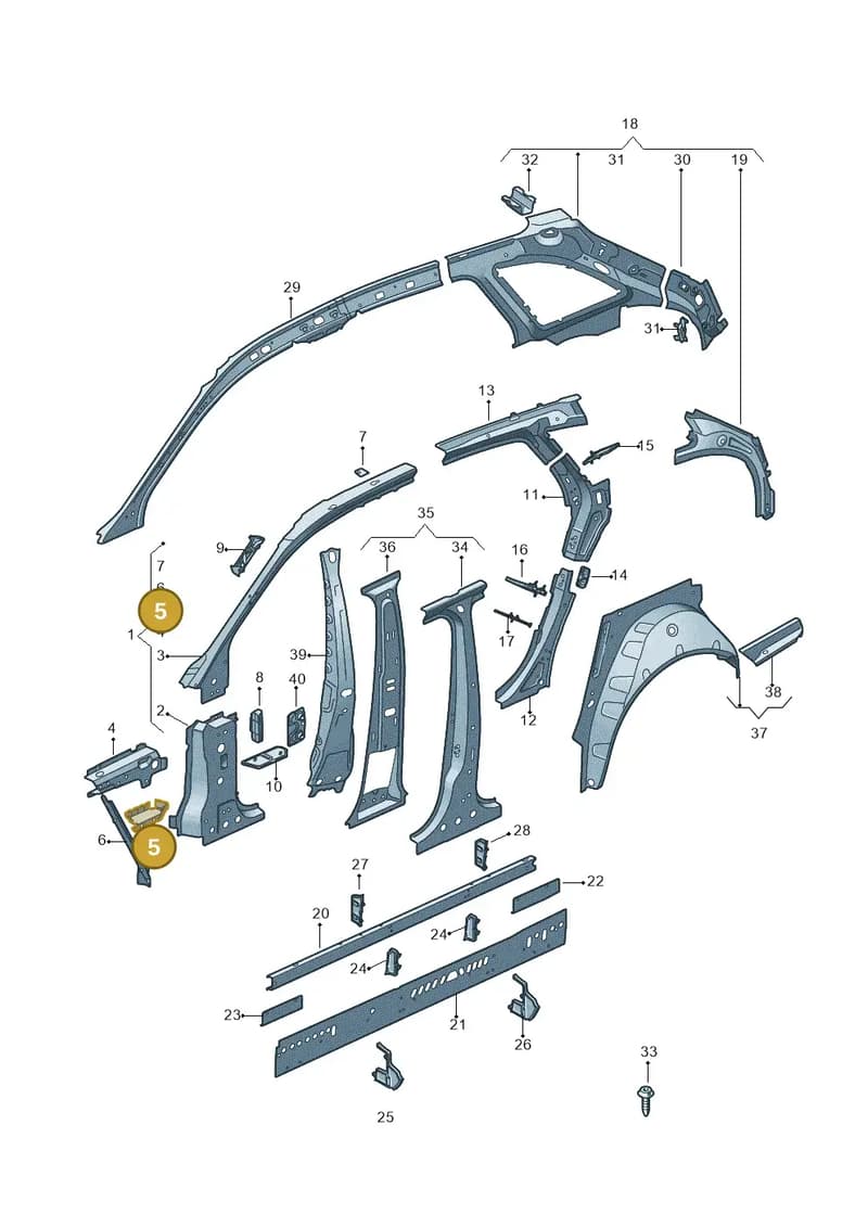 8W0805144 — Audi RS4 Avant (2017-2025) diagram 849809100, position 5