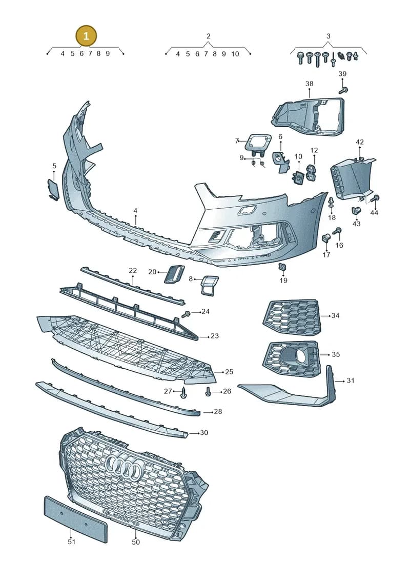8W0807065ABGRU — Audi RS4 Avant (2017-2025) diagram 438807100, position 1